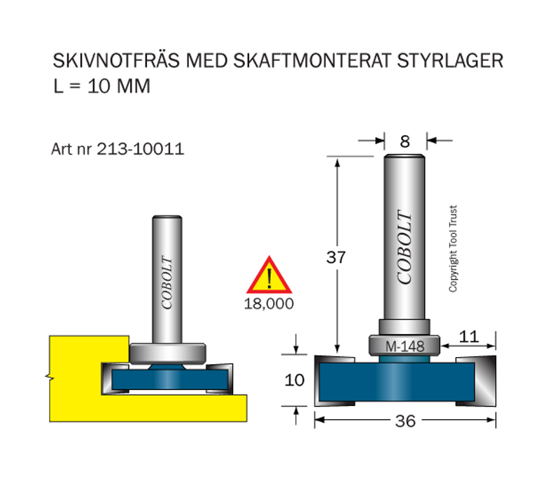 Cobolt Skivnotfräs L=10 F=11mm