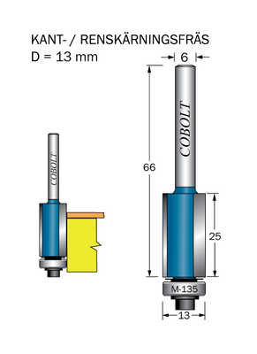 Cobolt Kantfräs D=13 L=25 TL=66 S=6