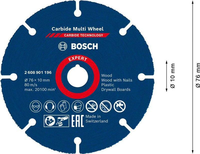 Bosch Expert Carbide Multi Wheel kapskiva 76 mm, 10 mm