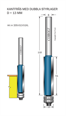 Cobolt Kantfräs D=13 L=51 TL=110