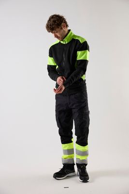 Top Swede Sweatshirt helzip 223 svart/gu XXL