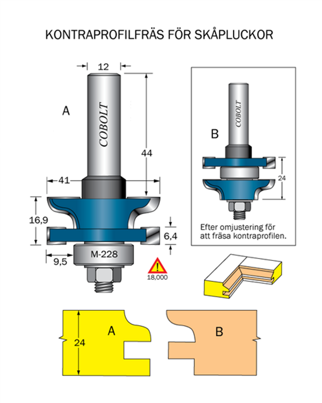 Cobolt Kontraprofilfräs R=4.8 D=41 Not=6.4 S=12