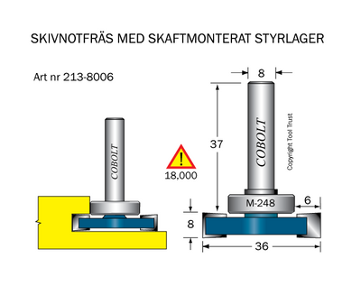 Cobolt Skivnotfräs L=8 / F=6 D=36