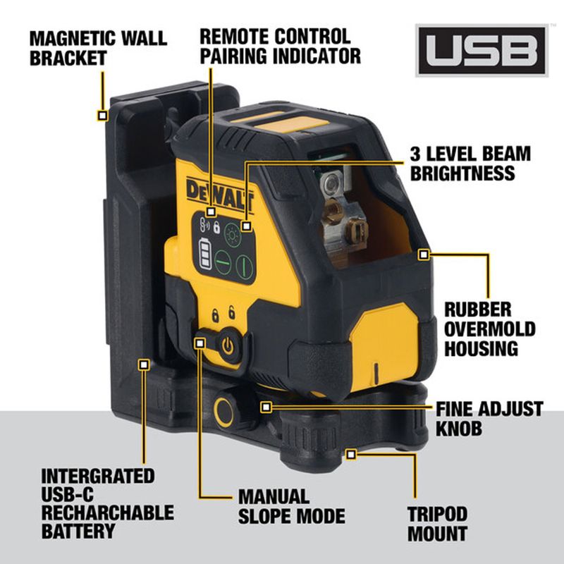 DeWalt DCLE14201GB Kors-/linjelaser Grön