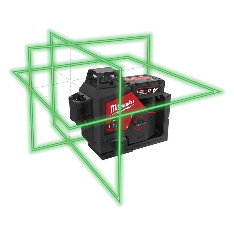 Milwaukee M12 3PLSKIT-401P Treplanslaser – Grön 360° med hög precision
