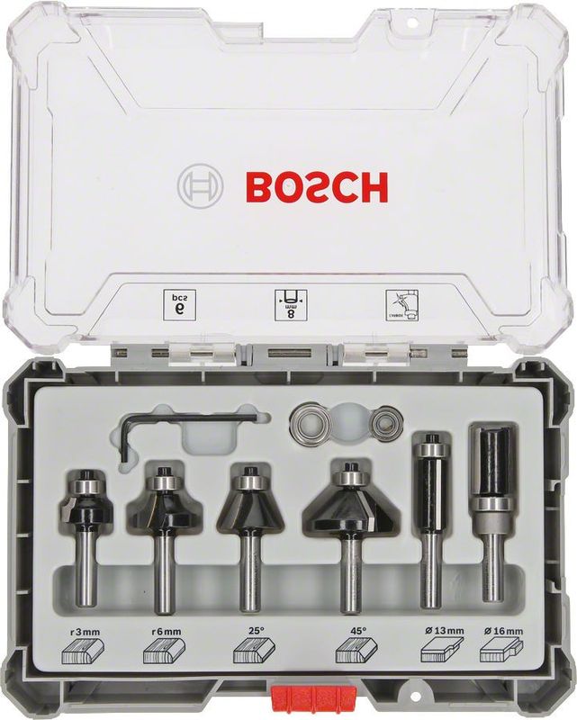 Bosch Frässats HM Mix 6-delar 8mm