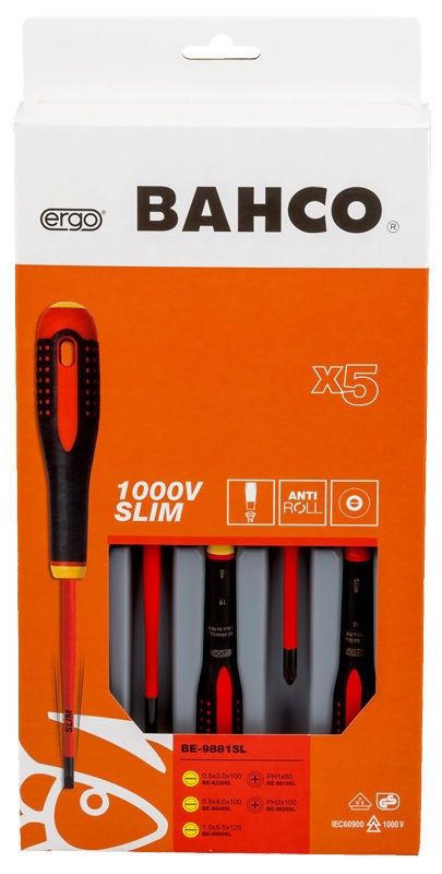 Bahco BE-9881SL Skruvmejselsats 5-delar 1000V
