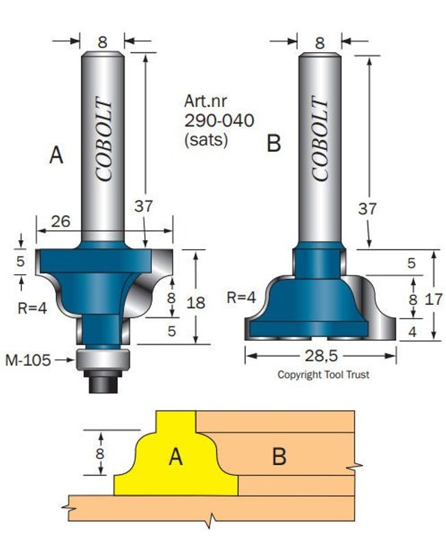 Cobolt Spröjs-& Bågfräs (sats) R=4