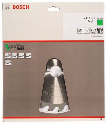 Bosch Cirkelsågklinga Optiline Wood 210x30mm T24