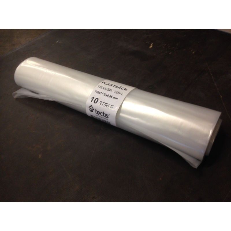 Byggsäck transparent 125L 0,09mm 10ST/RLE