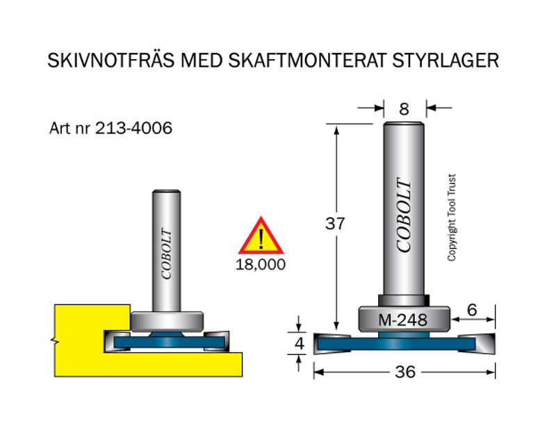 Cobolt Skivnotfräs L=4 / F=6 D=36