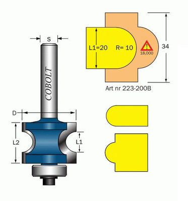 Cobolt Halvstavfräs R=10 L1=20 L=34 D=36 S=8