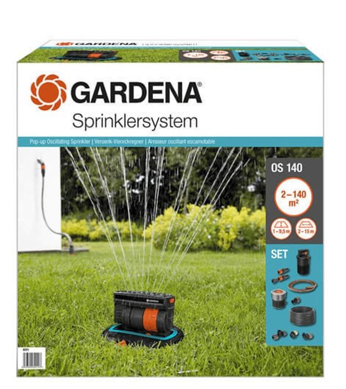 Gardena 08221-20 Komplett paket med Set Rektangulärspridare OS 140