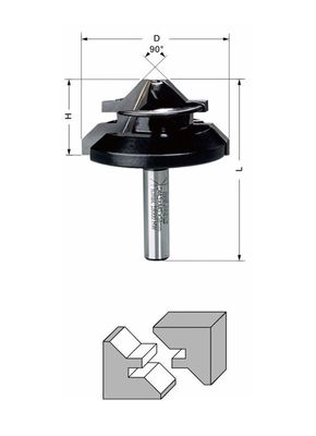Delver Hörnförbindningsfräs 45° 44,5x18,7x55 S=8