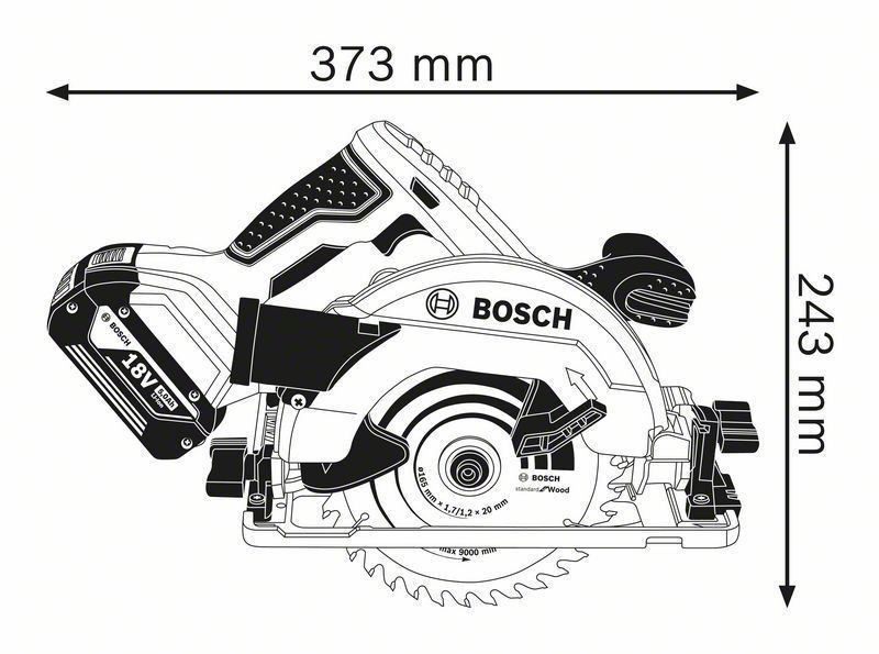 Bosch GKS 18V-57G Cirkelsåg 18V 165mm C&G (utan batterier)