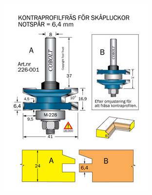 Cobolt Kontraprofilfräs D=41 Not=64
