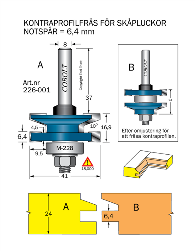 Cobolt Kontraprofilfräs D=41 Not=64