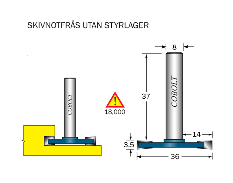 Cobolt Skivnotfräs L=3.5 D=36 S=8