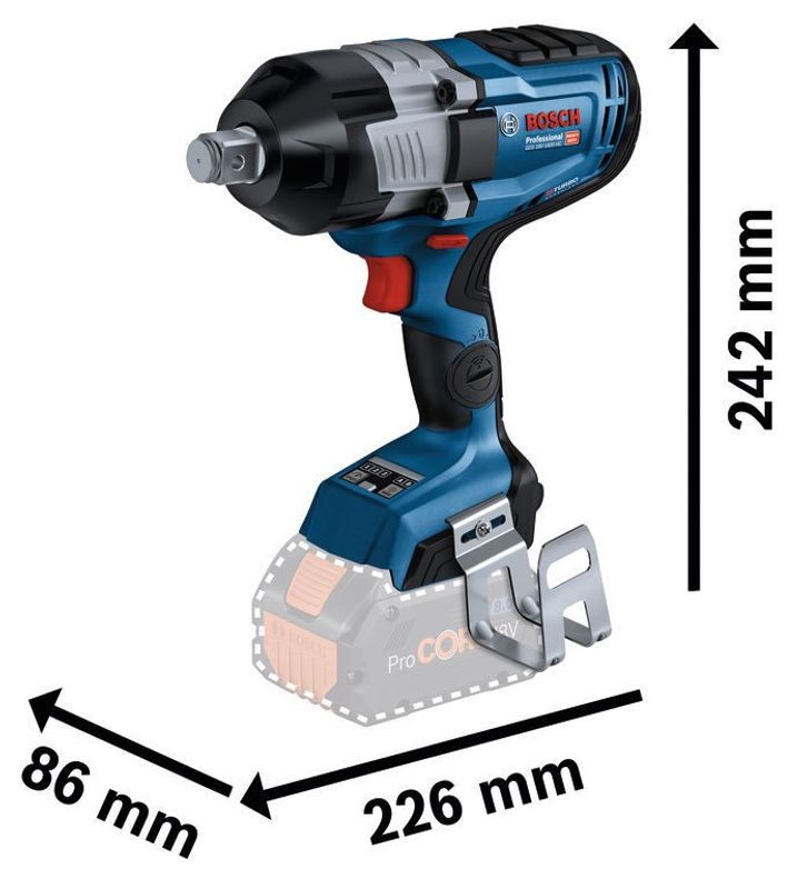 Bosch GDS 18V-1600 HC Mutterdragare  18V 1/2" 1600Nm BITURBO (utan batterier)