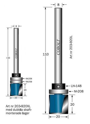 Cobolt Låskistfräs m lager D=20 TL=110