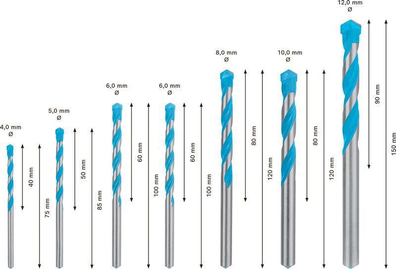 Bosch Expert MultiConstruction CYL-9 borrsats, 4/5/6/6/8/10/12 mm, 7 st.