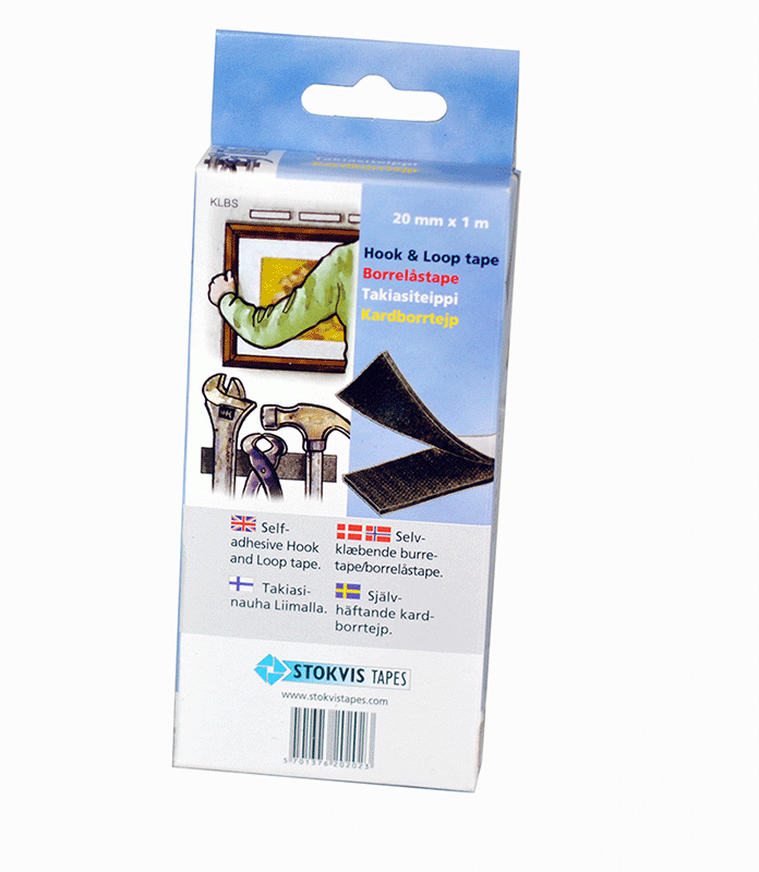 Stokvis Kardborretejp Svart 20mm x 1m