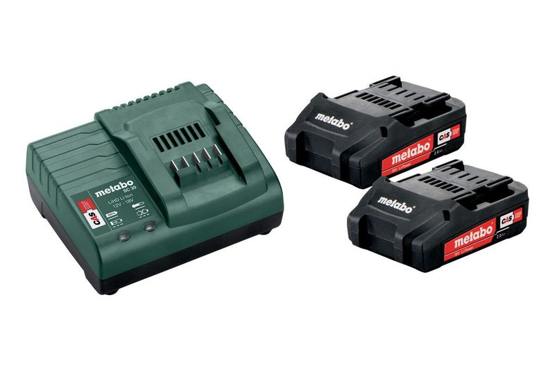 Metabo 18V 2,0 Ah Batterisats – 2 Batterier och Laddare