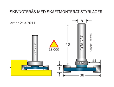 Cobolt Skivnotfräs L=7 / F=11, D=36