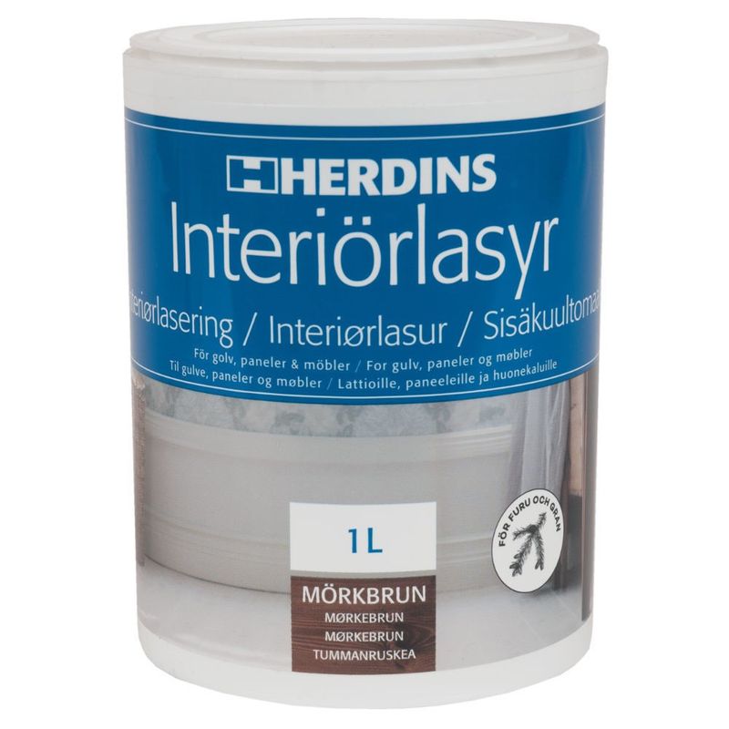 Herdins Interiörlasyr Aqua 325 Mörkbrun 1L