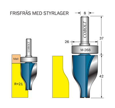 Cobolt Frisfräs med lager R=21 D=26 L=42 S=8