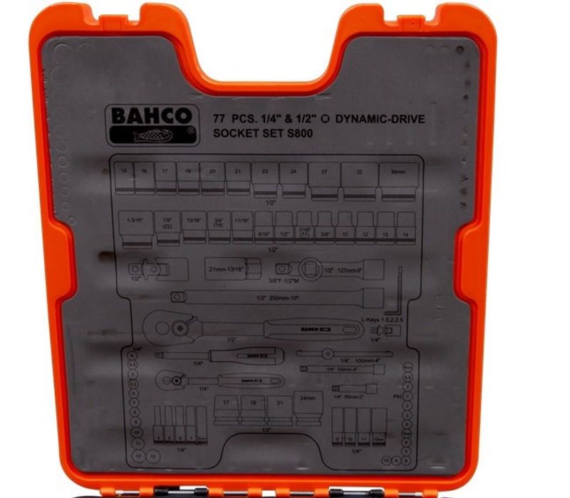 Bahco S800 Hylsnyckelsats 1/4" & 1/2" 77-delar