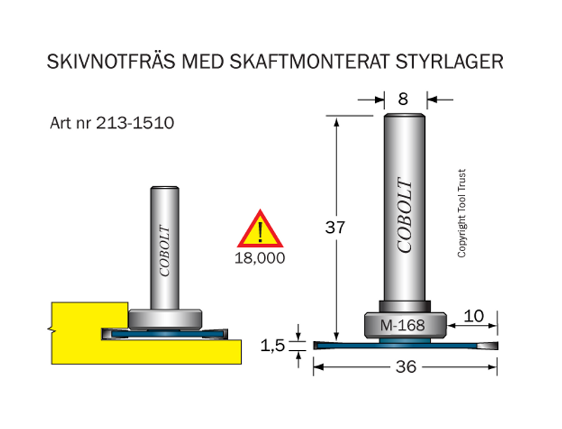Cobolt Skivnotfräs L=1,5 / F=10 D=36 S=8