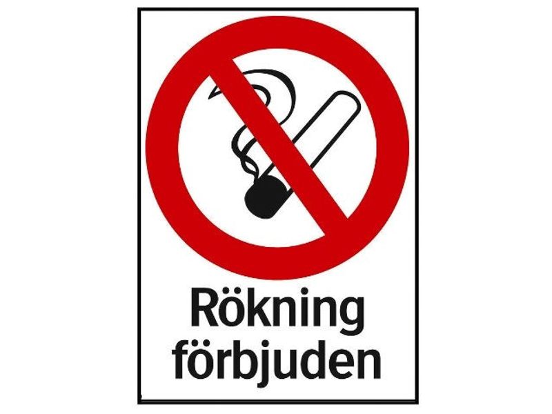Skylt 34-5713 297X420MM Förbudsskylt Rökning förbjuden