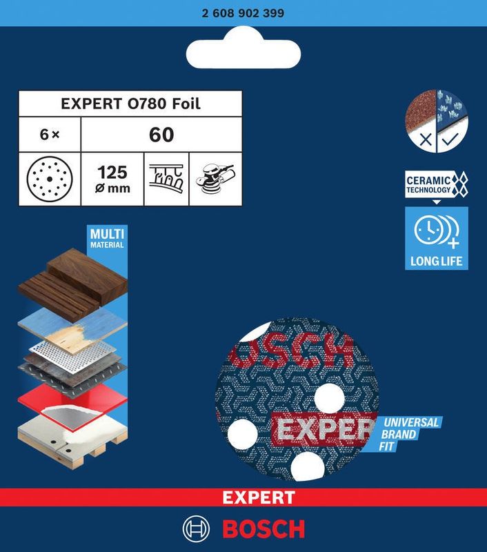 Bosch EXPERT O780 Slipappper Excenter 125mm 6st