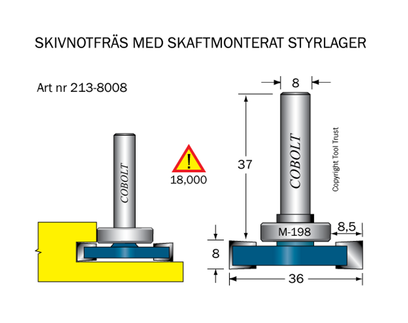 Cobolt Skivnotfräs L=8 / F=8,5 / D36