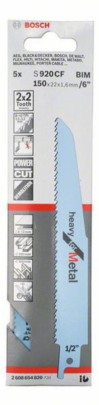 Bosch S 920 CF tigersågblad metall 5 st