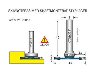 Cobolt Skivnotfräs L=2,0 / F=11 D=36 S=8