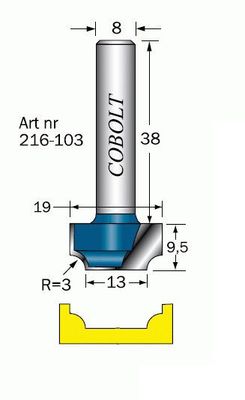 Cobolt Radiefräs R=3 L=95