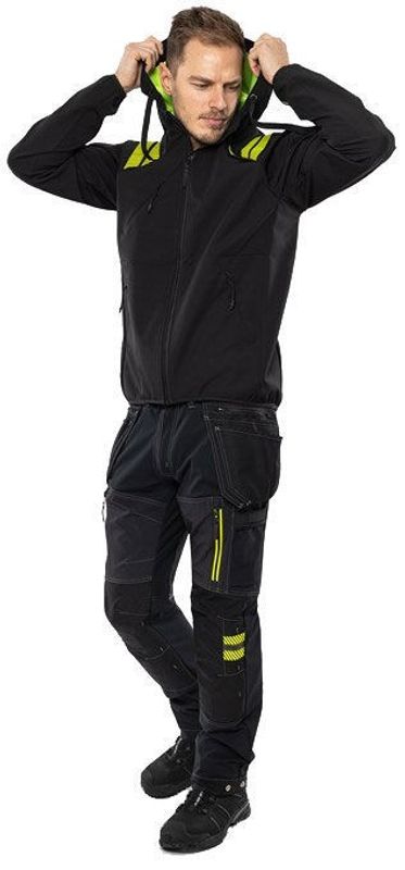 Fristads Softshell-jacka med huva 7461 GBON Svart/Grå