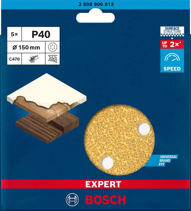 Bosch Expert C470 slippappermed 6 hål för excenterslipar 150mm för hårt trä
