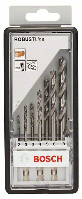 Bosch Bitsborrsats för Trä 1/4" 6-kant (7st)