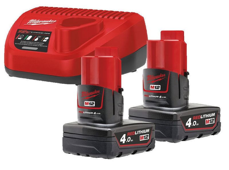 Milwaukee M12 NRG-402 Batteripaket 12V (Laddare + 2x4,0ah)