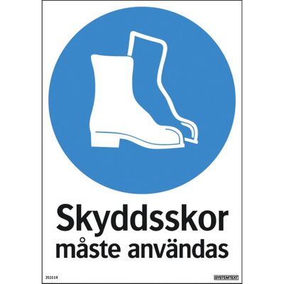 Systemtext "Skyddsskor" skylt – Hårdplast, 210x297 mm