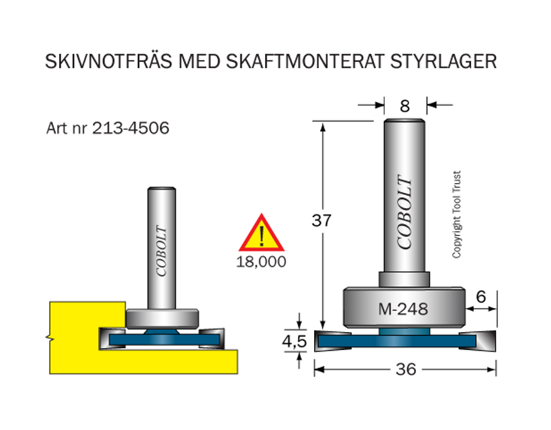 Cobolt Skivnotfräs L=4,5 / F=6 D=36 S=8