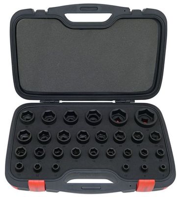 Tecos Krafthylsset 1/2" – 29 delar, korta hylsor i Cr-Mo stål