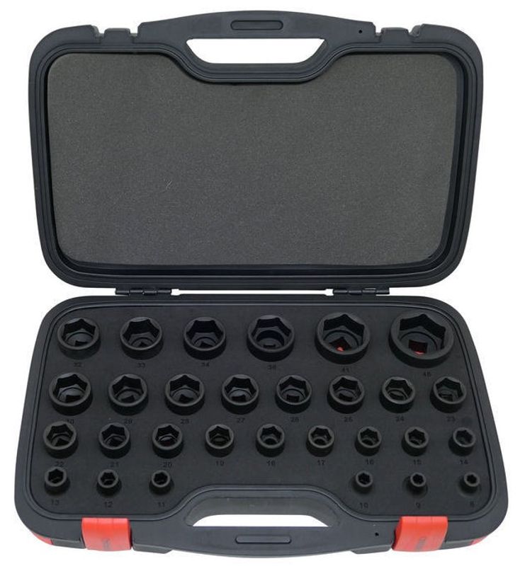 Tecos Krafthylsset 1/2" – 29 delar, korta hylsor i Cr-Mo stål