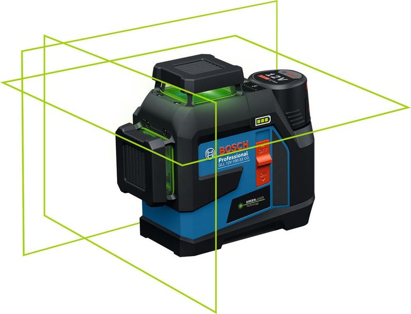 Bosch GLL 12V-100-33 CG Kors-/Linjelaser 12V 4xAA Grön
