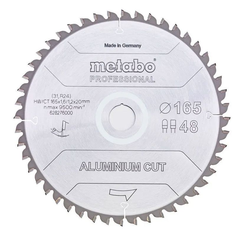 Metabo sågblad ”Aluminium cut – professional” 165 x 20 Z48 FZ/TZ 5°NEG