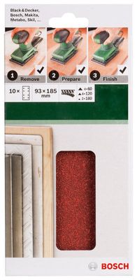 Bosch Slippapperset 60/120/180K 10st 93x185mm PSM