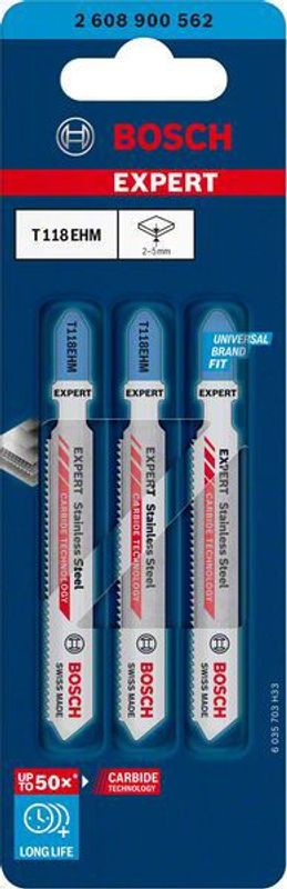 Bosch Expert ‘Stainless Steel’ T 118 EHM sticksågblad, 3 st
